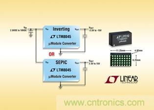 全集成型負(fù)輸出、升壓或降壓-升壓型µModule 轉(zhuǎn)換器可提供高達(dá)700mA