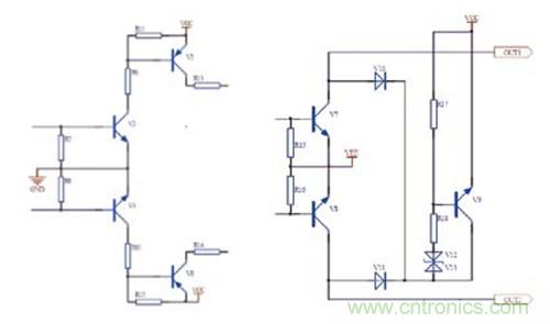 圖4:放大極電路 圖5:驅(qū)動(dòng)與保護(hù)電路