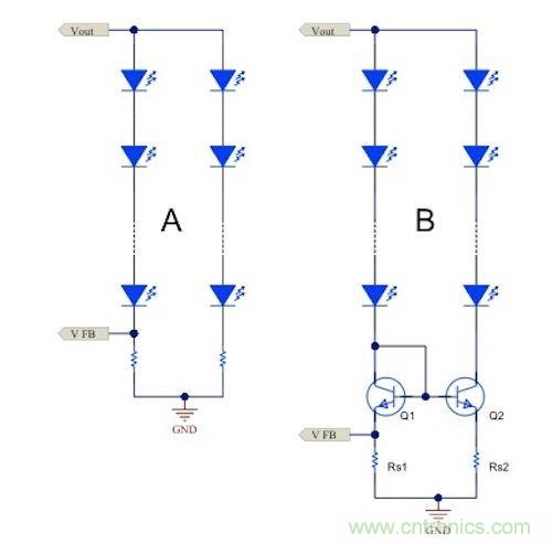 電流鏡 (B) 可針對(duì)簡(jiǎn)單電阻器電流調(diào)節(jié) (A) 提供各種優(yōu)勢(shì)。