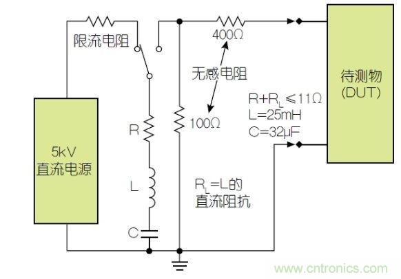 除顫器測試配置(注意較大電容)。