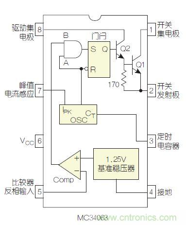 圖2：MC34063是該電路核心。