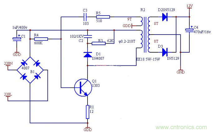 六款簡單的開關(guān)電源電路設(shè)計(jì)，內(nèi)附原理圖詳解