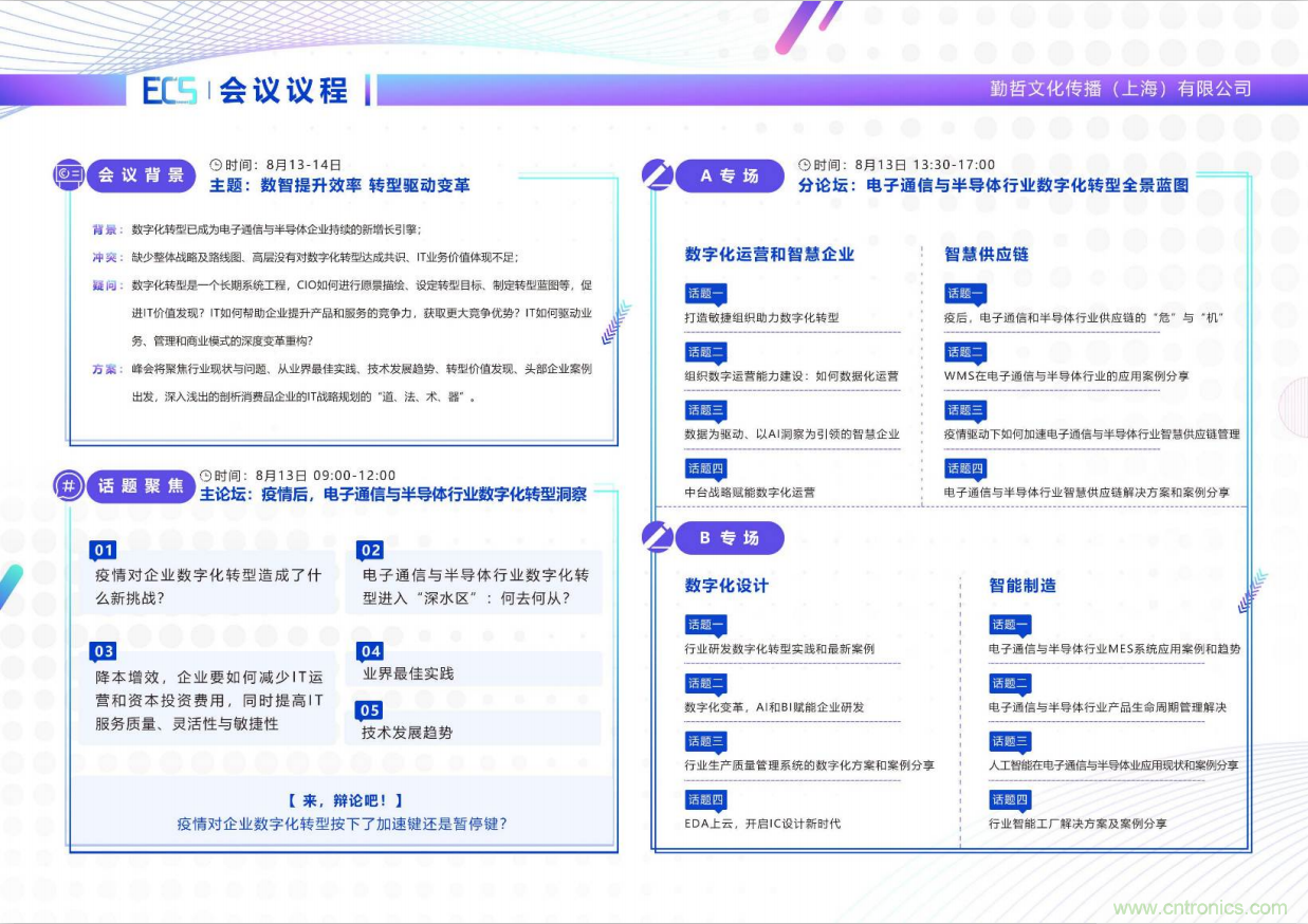 ECS 2020|第二屆中國電子通信與半導(dǎo)體CIO峰會正式啟動！