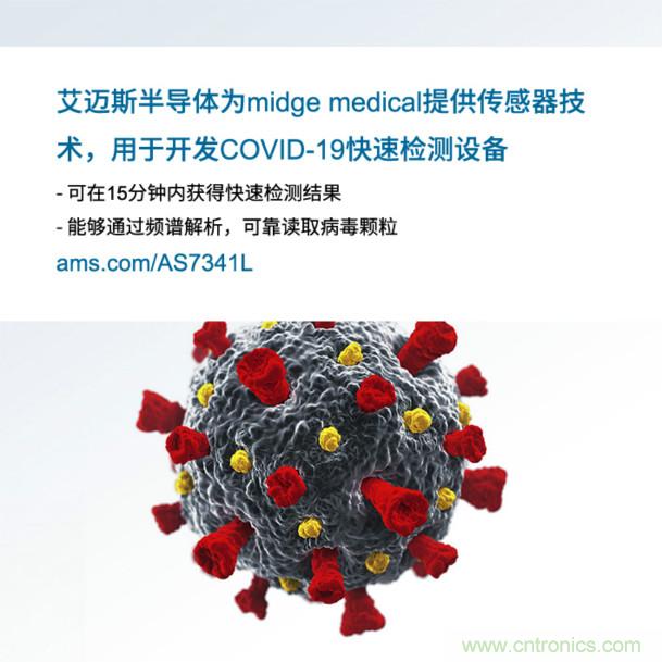 艾邁斯為midge medical提供傳感器技術(shù)，用于開發(fā)COVID-19快速檢測設備