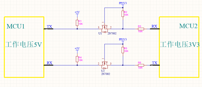 不同的電平信號的MCU如何進行串口通信？