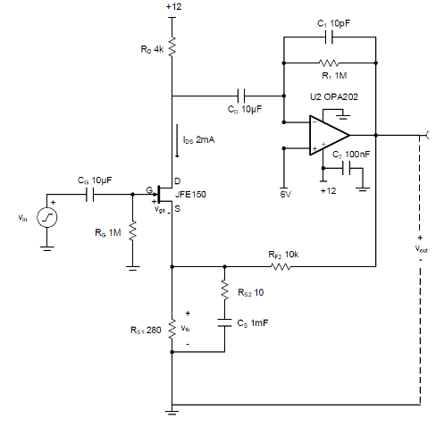 如何使用分立式 JFET 放大低噪聲電路中的小信號？